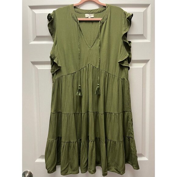 Ivy Olive Green Dress Sz M - Picture 1 of 3